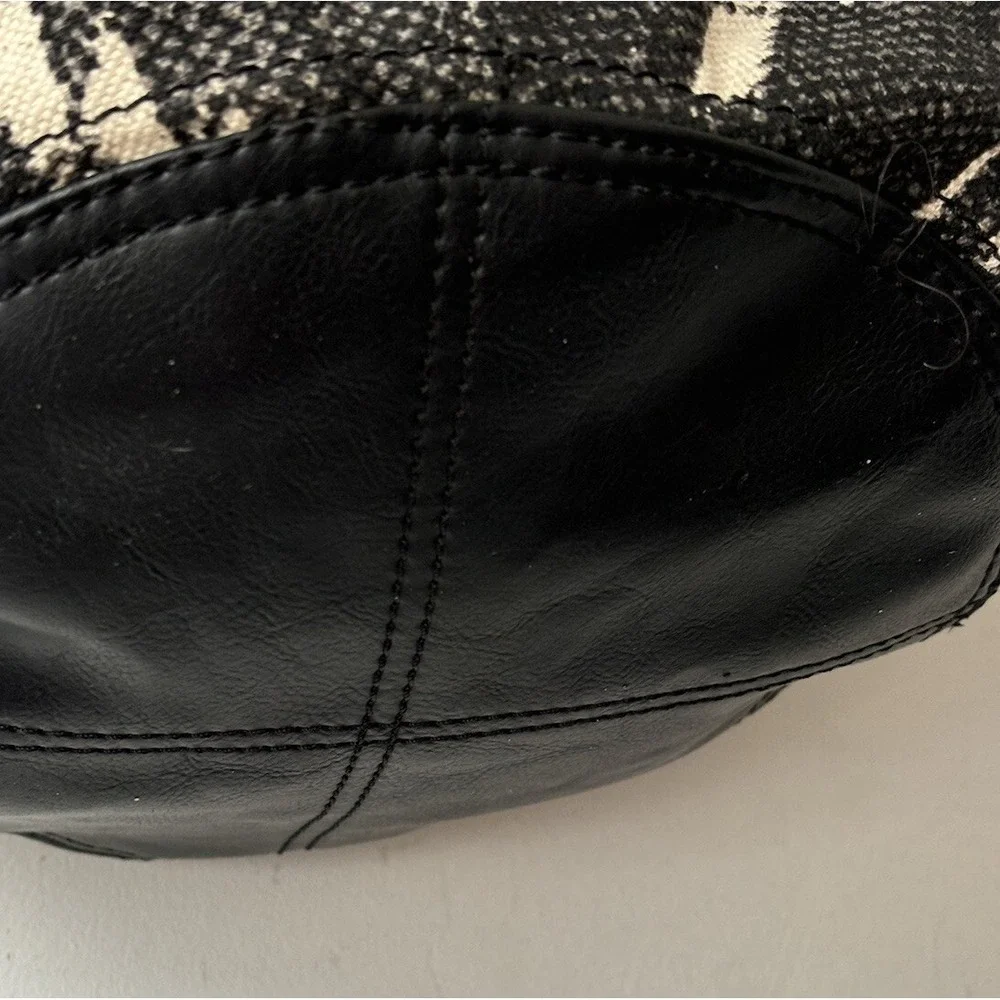 Lucky Brand Bali Hai Black White Canvas Hobo Shoulder‎ Bag Tote